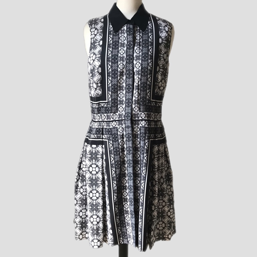 Ali Ra Sleeveless Black & White Silk Dress